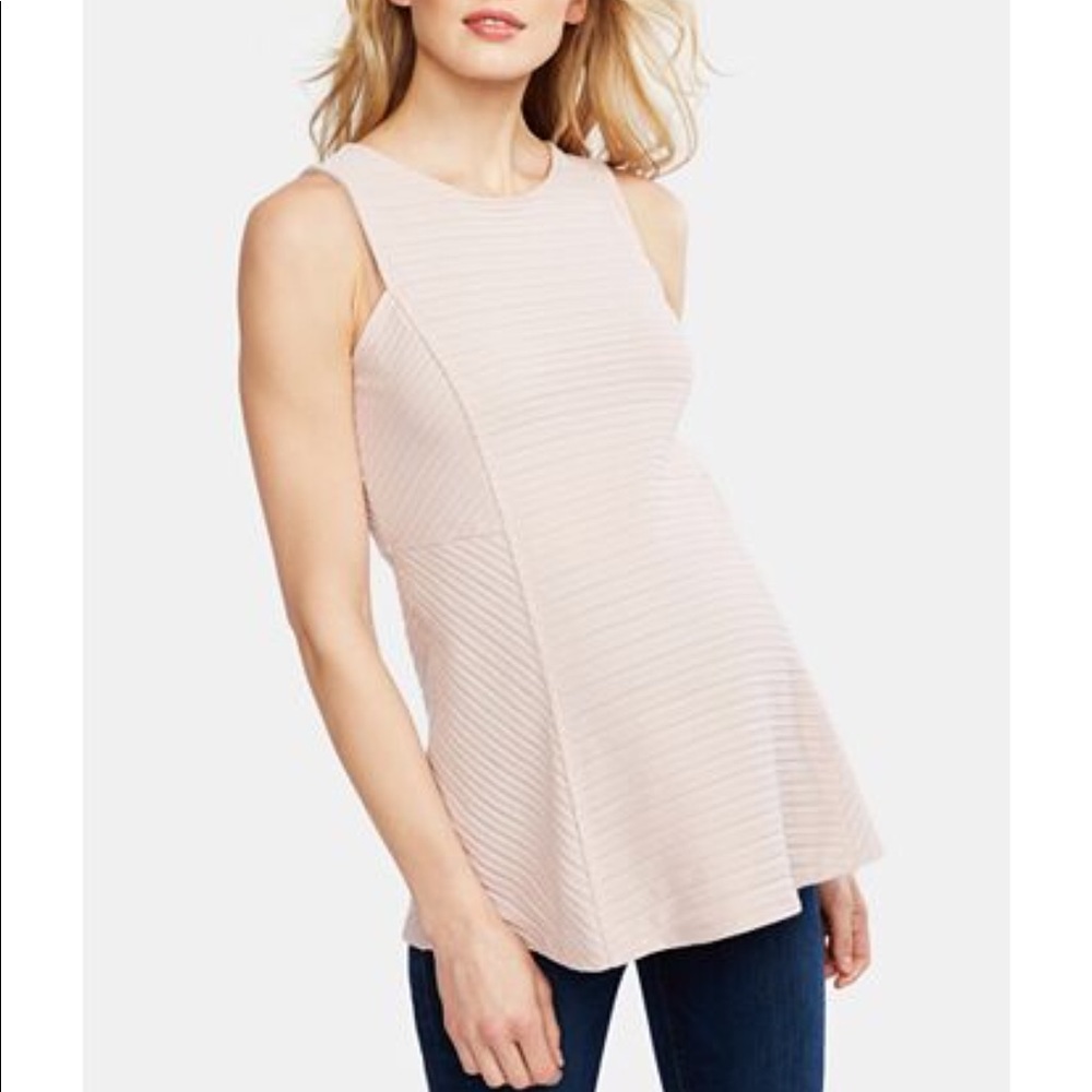 NWT A Pea in the Pod Peplum Maternity Top, Blush